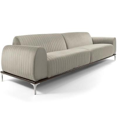Sofá Molino 3 Lugares 230cm Pés Alumínio Veludo Creme - Nexta Casa