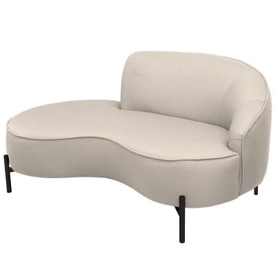 Sofá Curvo 2 Lugares 150cm Braço Esq. Thommy Pés Preto Linho Off White - Nexta Casa