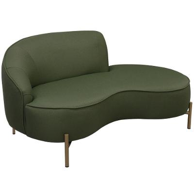 Sofá Curvo 3 Lugares 180cm Braço Dir. Thommy Pés Ouro Linho Verde - Nexta Casa