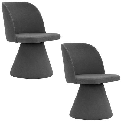 Kit 02 Cadeiras De Jantar Liz Base Fixa Linho Cinza Escuro - Nexta Casa