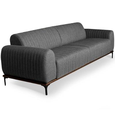 Sofá Molino 3 Lugares 230cm Pés Preto Fosco Linho Cinza - Nexta Casa