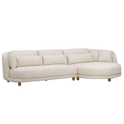 Sofá 05 Lugares 330cm Arizona Com Chaise Esquerdo Bouclé Off White - Nexta Casa