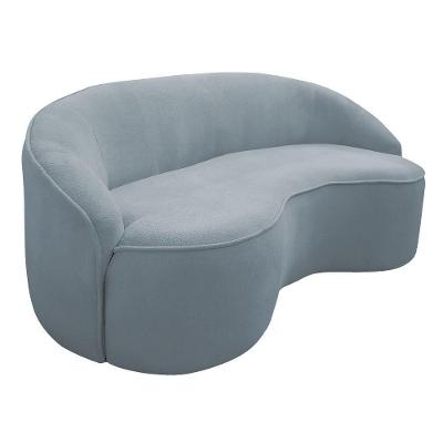 Sofá Curvo Montserrat 210cm 03 Lugares Bouclé Azul Claro - Nexta Casa