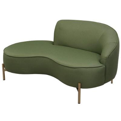 Sofá Curvo 3 Lugares 180cm Braço Esq. Thommy Pés Ouro Linho Verde Claro - Nexta Casa