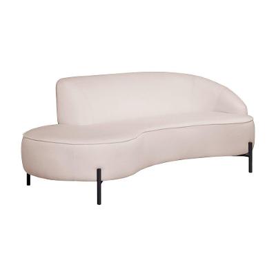 Sofá Curvo 3 Lugares 180cm Braço Esq. Thommy Pés Preto Linho Off White - Nexta Casa