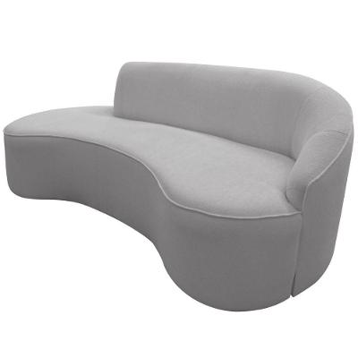 Sofá Curvo 03 Lugares 210cm Eron Braço Esquerdo Bouclé Cinza Claro - Nexta Casa