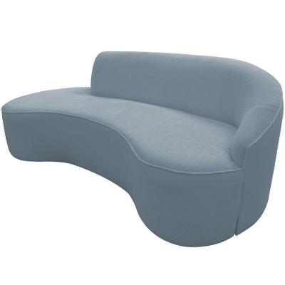 Sofá Curvo 03 Lugares 180cm Eron Braço Esquerdo Bouclé Azul Claro - Nexta Casa