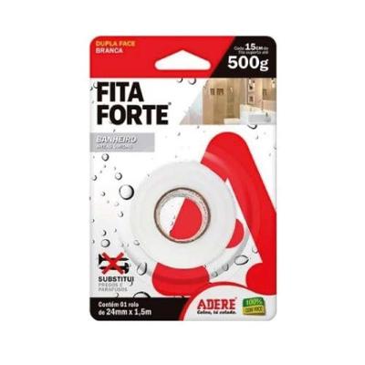 Fita Dupla Face áreas úmidas 24mm X 1,5 Metros - Fixação Permanente Para Banheiro