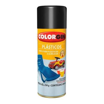 Spray Colorgin Preto Fosco Para Plásticos Pvc Madeira Metal - 350ml