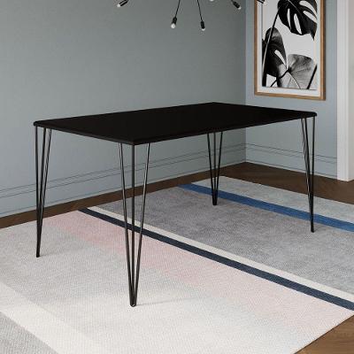 Mesa De Jantar Retangular Tampo De Madeira 140X80Cm Preto