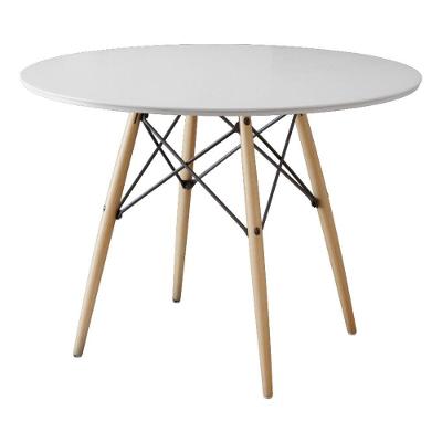 Mesa Dkr Eiffel Redondo Tampo De Madeira 110Cm Branco Branco