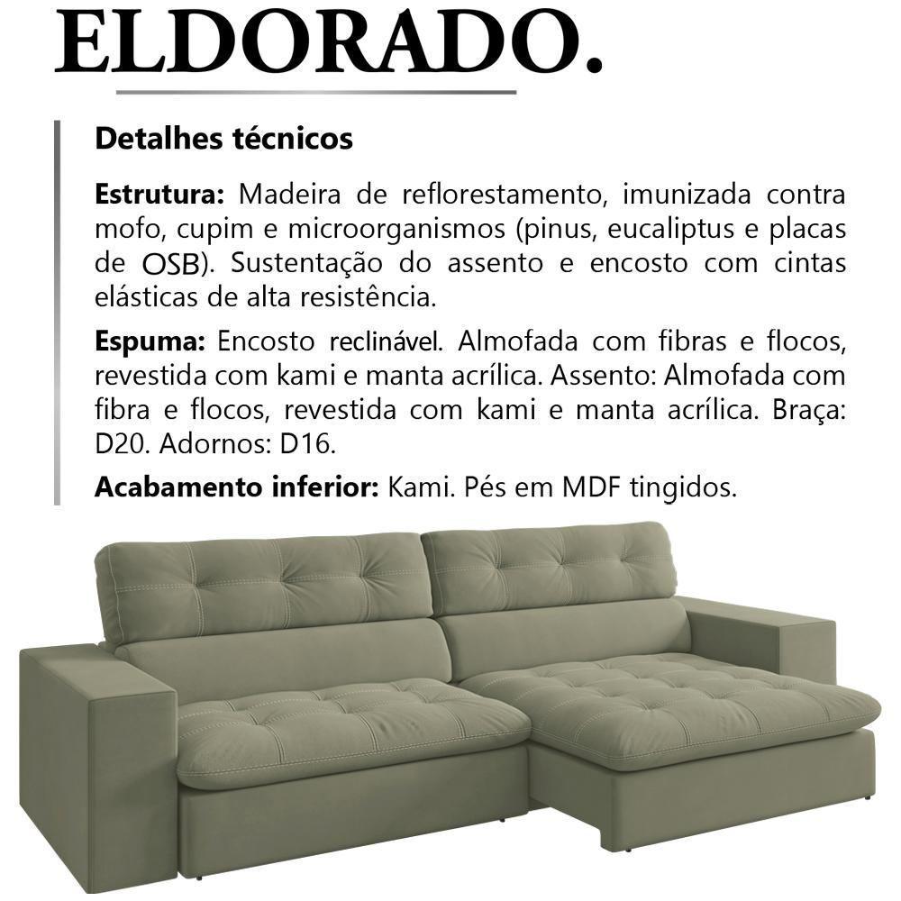Sofa Retratil E Reclinavel 3 Lugares 246 Cm Eldorado Sl 940 Veludo Moll Sl 940 - 9