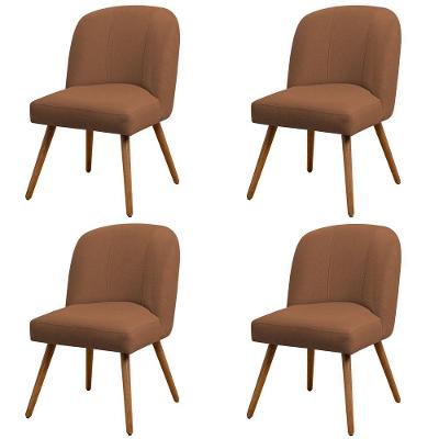Kit 04 Cadeiras De Jantar Cléo Pés Palito Linho Terracota - Nexta Casa