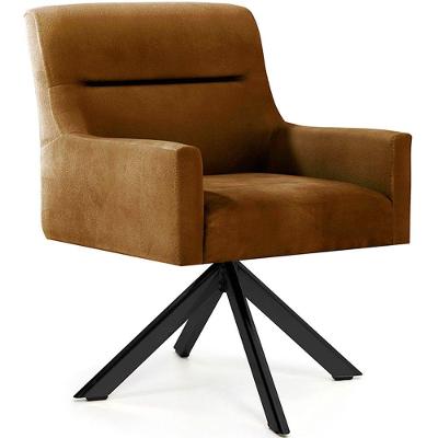 Cadeira Para Sala Angel Giratória Eiffel Preto Veludo Camel - Nexta Casa