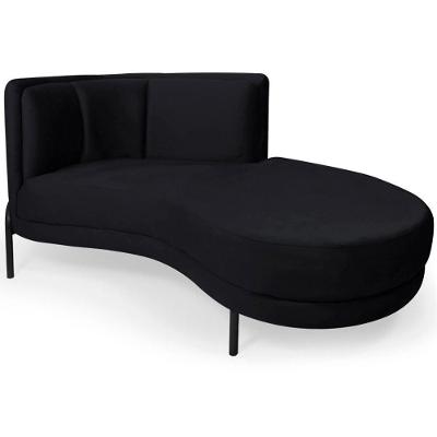 Chaise Direito Sala De Estar Penélope Base Preto Veludo Preto - Nexta Casa