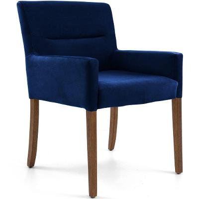 Cadeira Para Sala Angel Base Madeira Veludo Azul Royal - Nexta Casa