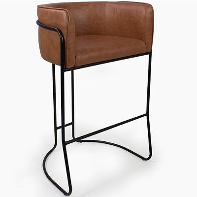 Banqueta Alta Com Encosto Betina Base Preto Corano Rústico Caramelo - Nexta Casa