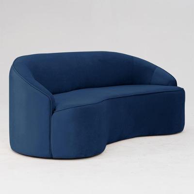Sofá Curvo Montserrat 210cm 03 Lugares Veludo Azul Clássico - Nexta Casa