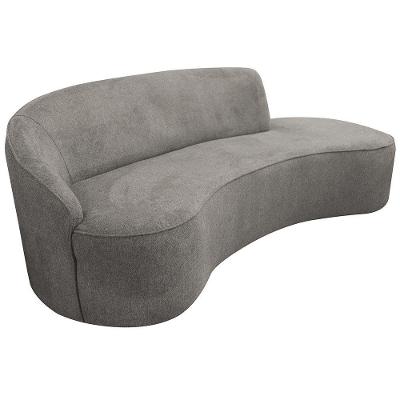 Sofá Curvo 03 Lugares 180cm Eron Braço Direito Poliéster Cinza Claro - Nexta Casa