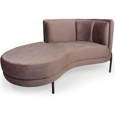 Sofá Chaise Esquerdo Sala De Estar Penélope Base Preto Veludo Rosê - Nexta Casa