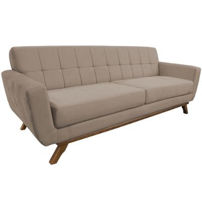 Sofá 03 Lugares 180cm Sala De Estar Miami Veludo Bege - Nexta Casa