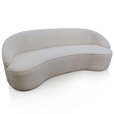 Sofá Curvo Montserrat 210cm 03 Lugares Linho Sintético Cru - Nexta Casa