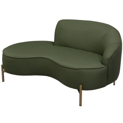 Sofá Curvo 2 Lugares 150cm Braço Esq. Thommy Pés Ouro Linho Verde - Nexta Casa