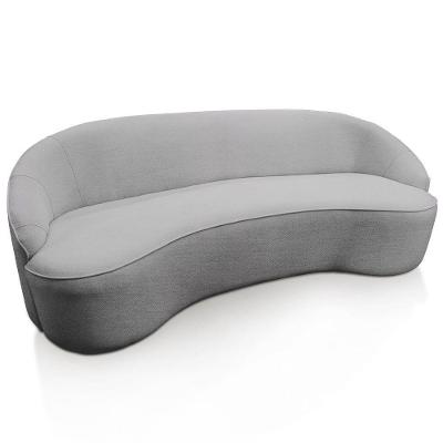 Sofá Curvo Montserrat 180cm 03 Lugares Linho Cinza - Nexta Casa