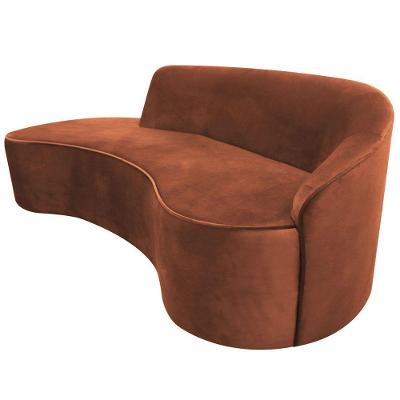 Sofá Curvo 04 Lugares 230cm Eron Braço Esquerdo Veludo Camel - Nexta Casa