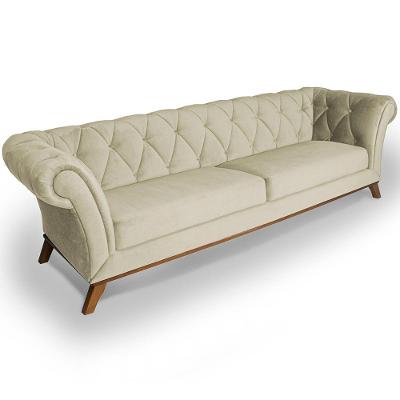 Sofá Império 03 Lugares 210cm Veludo Creme - Nexta Casa