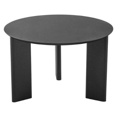 Mesa de Centro Nero Redondo MDF Madeira Maciça 60CM Preto Fosco