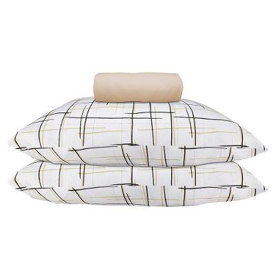 Kit Jogo de Lençol Bruxelas Queen 3 Peças 100% Algodão com Elástico Bege