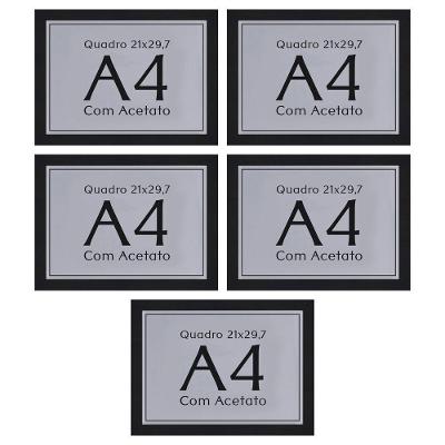 Kit Moldura para Quadro e Certificado A4 21x30 Retangular 23x32 Preto 3Green