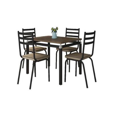 Kit Conjunto de Jantar Malva 4 Lugares Tampo MDF com 4 Cadeiras Preto 91X68CM
