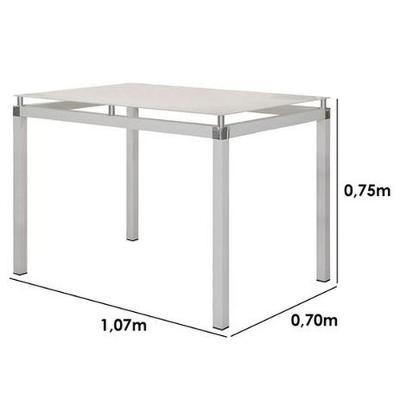 Mesa de Jantar Malva 4 Lugares Retangular Vidro Temperado Branco