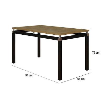 Mesa de Jantar Malva 4 Lugares Retangular MDF 91CM Preto Nature Moderna