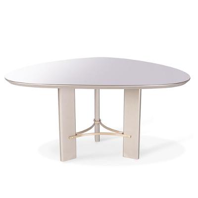 Mesa de Jantar Palheta Redonda Vidro 110CM Amadeirado Natural Laqueado Madeira Maciça