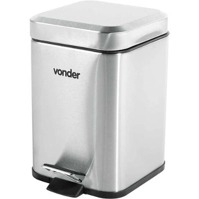 Lixeira 6356003003 3L Aço Inox com Pedal Tampa com Amortecimento Balde Plástico Removível Cinza