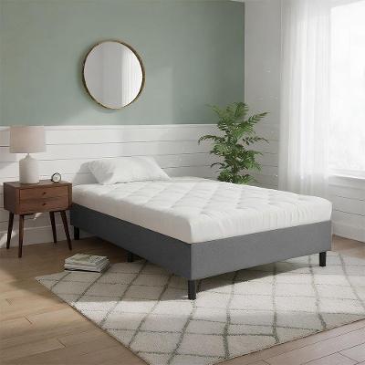 Cama Box Solteiro Base Inteiriça com Revestimento em Tecido Suede Compacta Cinza