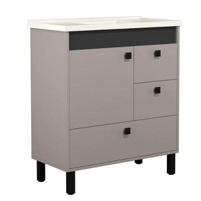 Gabinete para Banheiro Beirute de Chão 1 Porta 3 Gavetas MDF 80CM Santiago Preto