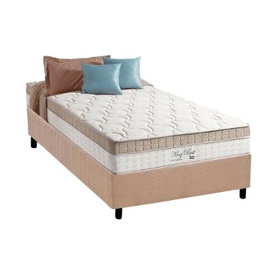 Kit Cama Box com Colchão Solteiro King Best Pillow Top Conjugado Bege