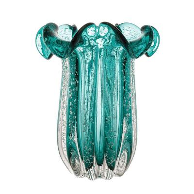 Vaso Decorativo Murano Azul Tiffany 24CM Orgânico 24CM X 18CM em Vidro Wolff