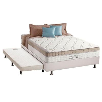Kit Cama Box com Colchão Casal King Best Clean 28 Pillow Top Molas Bonnel Branco