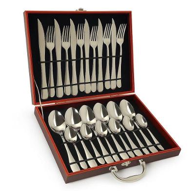 Faqueiro 24 Peças com Maleta Talheres em Inox Estrutura Aço Inox Espelhado Marrom