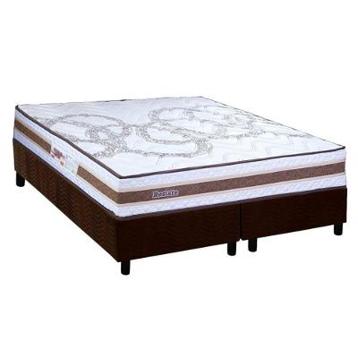 Kit Cama Box Queen Colchão Espuma D45 Marrom