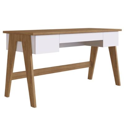 Escrivaninha Retangular Trend Contemporâneo 3 Gavetas MDF Branco