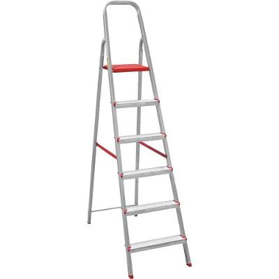 Escada ESC0065 em Alumínio 6 Degraus Dobrável com Pés Antiderrapantes Uso Doméstico Prata