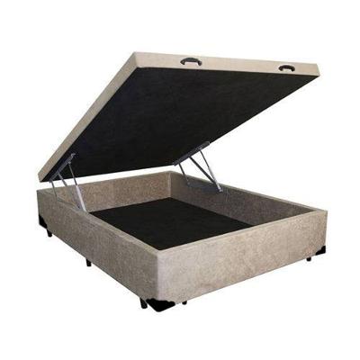 Cama Box com Baú Casal Base Box Suede Bege 138x188 Estrutura em Madeira Bege