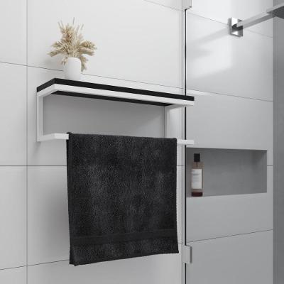 Toalheiro Estilo Branco E Prateleira Preta Branco