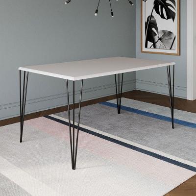 Mesa De Jantar Pés Harpin Retangular Tampo De Madeira Branco